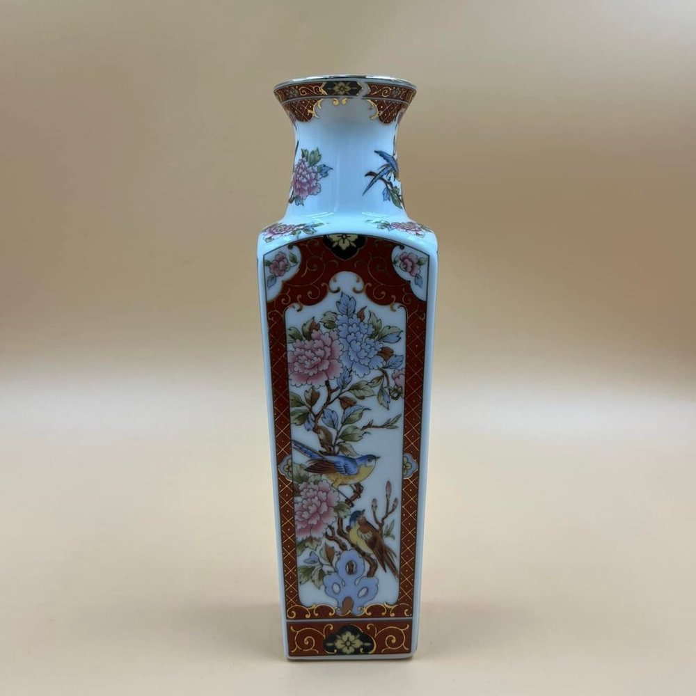 Vintage Japanese Porcelain Vase With Floral Pattern, Birds8"Tall